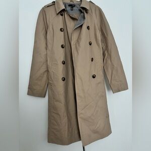 Aqua Tan Double-Breasted Trench Coat